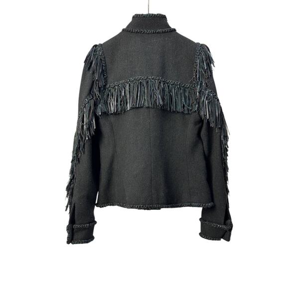 Chanel Paris Dallas Leather Fringe Wool Jacket Size 36 - Picture 3 of 10
